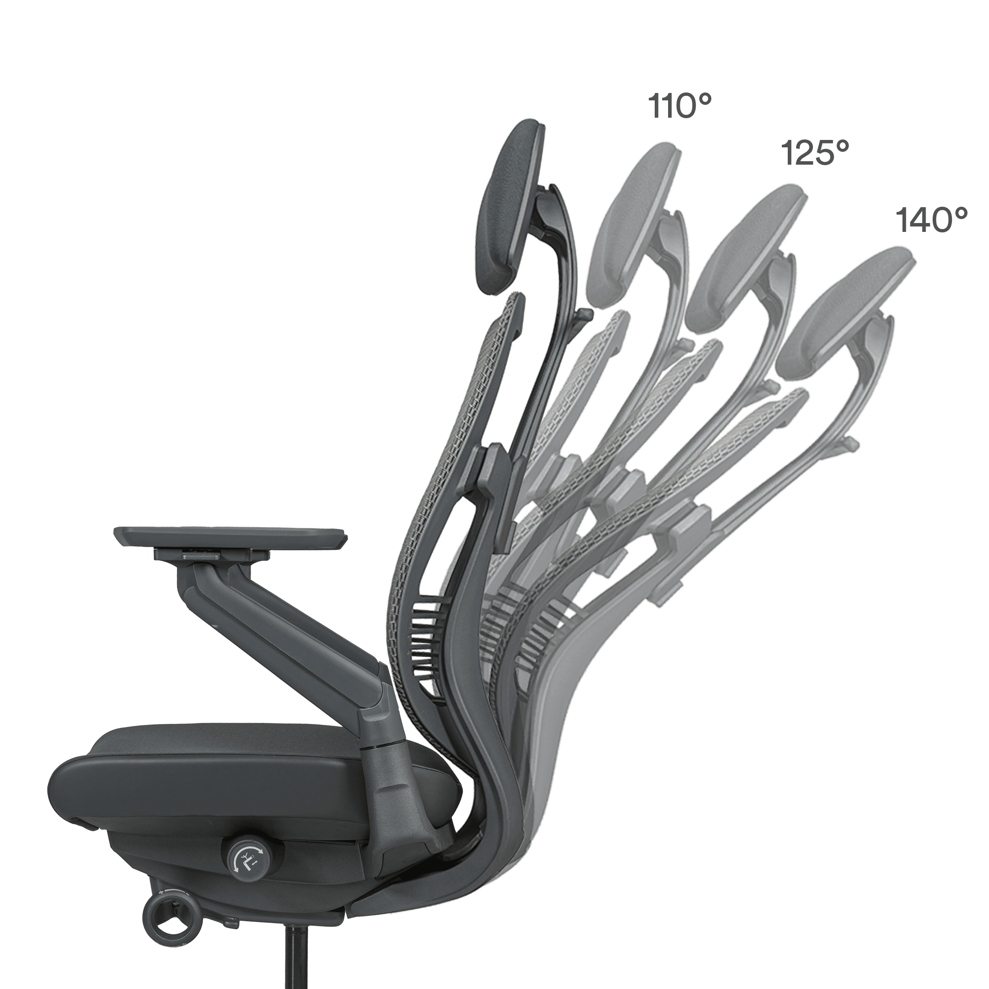 10° Forward Tilt to 140° Recline