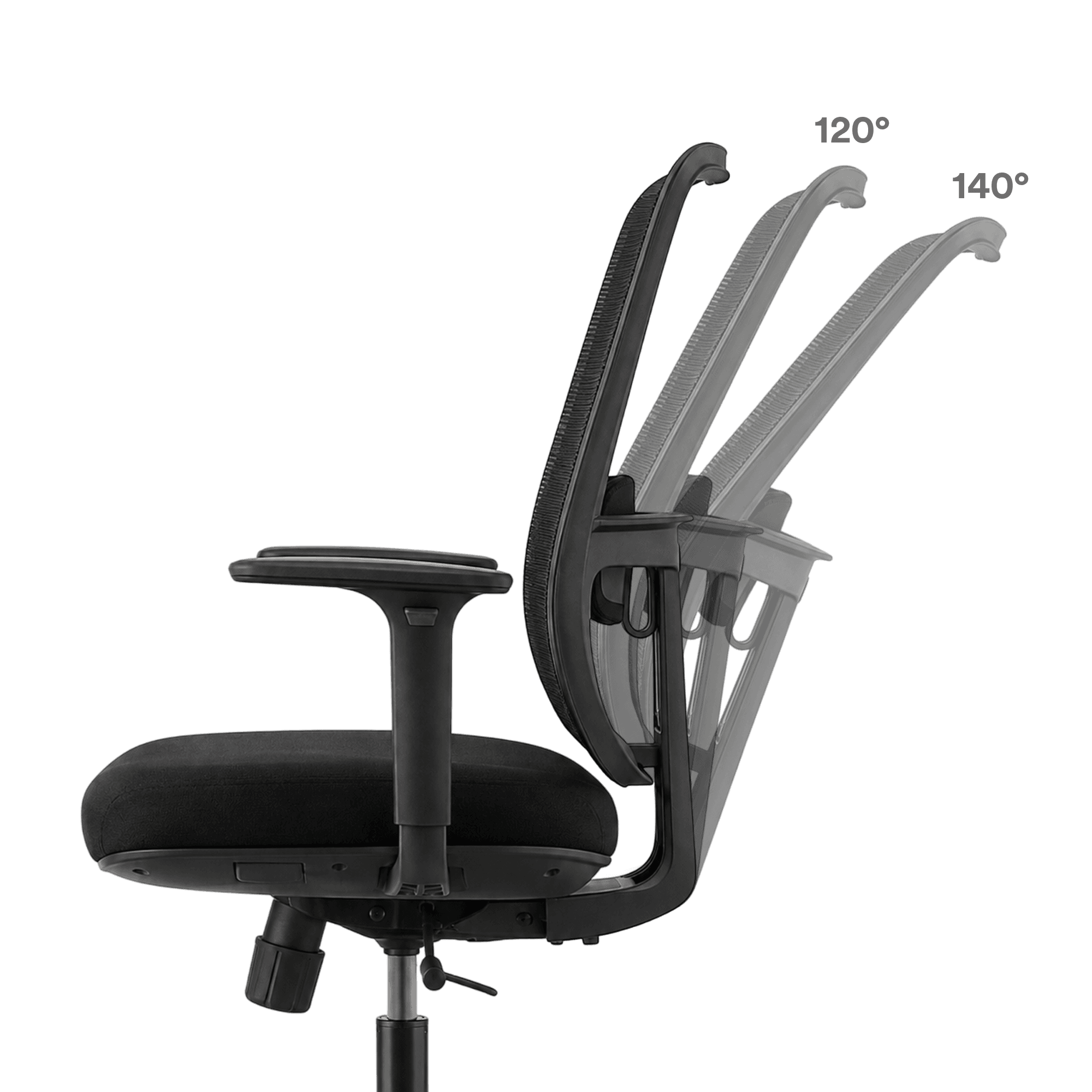 Synchro Tilt with 3 Locking Positions, Up to 140°